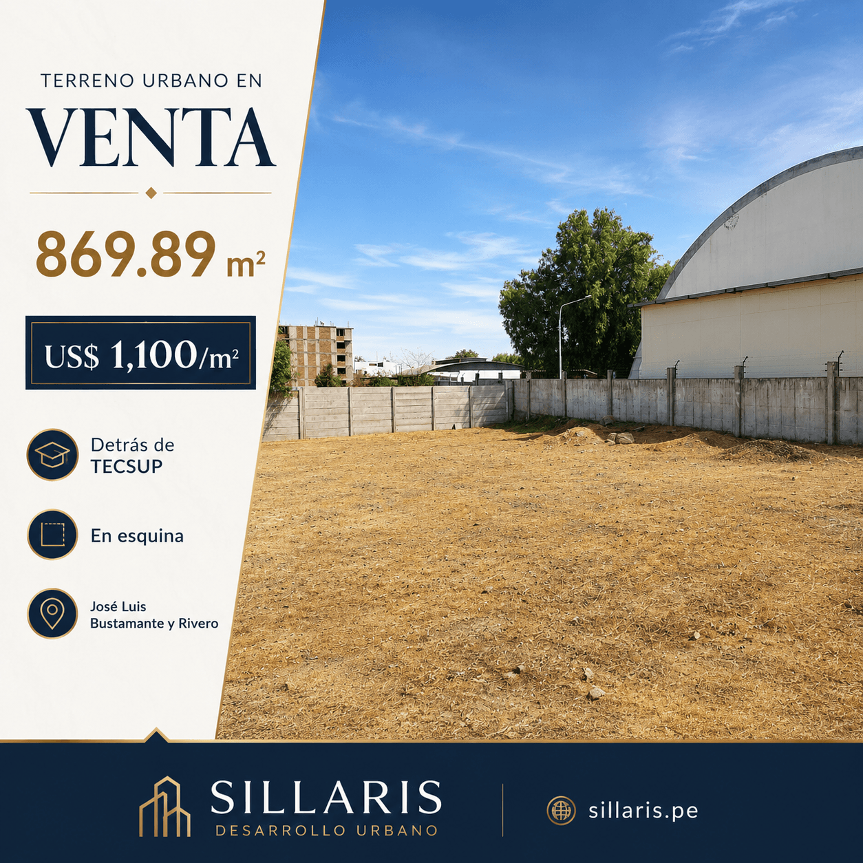 Terreno en venta con proyección residencial cerca a Tecsup